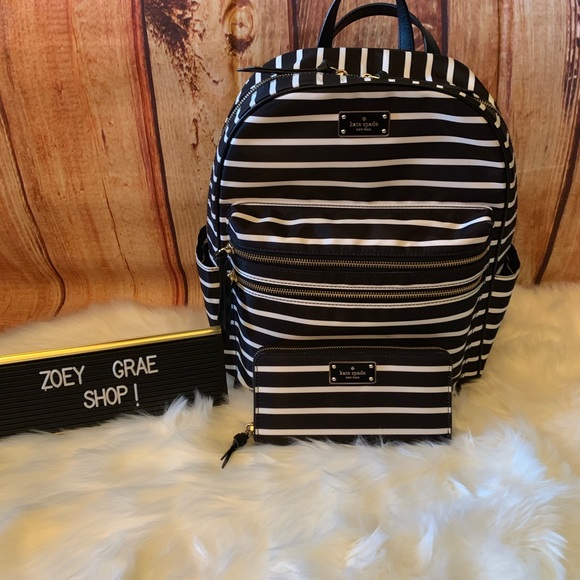 kate spade Handbags - Kate Spade Striped Backpack and wallet